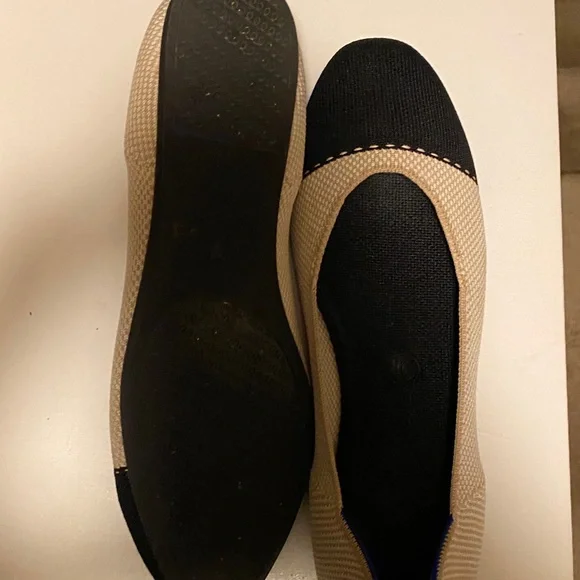 Rothy's Black and Cream Flats with Blue Accents - Picture 5 of 5